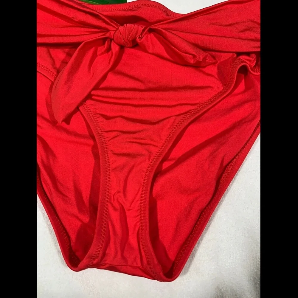 NEW $62 Trina Turk Getaway High Waist Tie Bikini Bottoms [ SZ 8‎ ] Red
